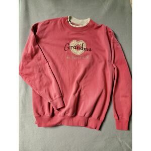 Vintage Vtg Granny Pink “Grandma-The Heart Of It All” Sweatshirt Size XL